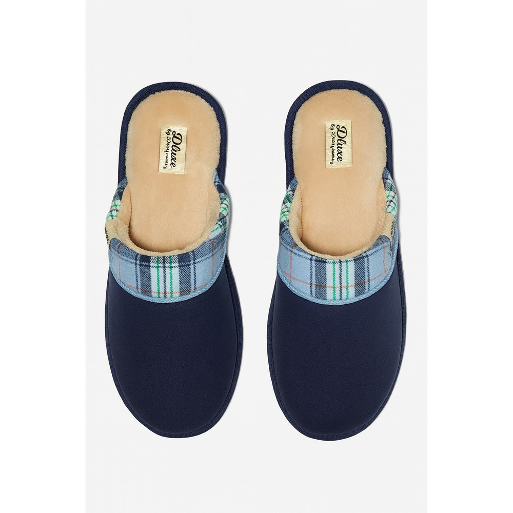 dluxe by dearfoams Men's Greatest Dad Slide Slippers Navy Blue S